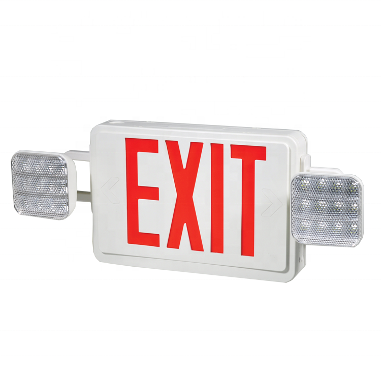 Emergency Exit Sign Supplier Since1967-NEW Slim UL Listed LED Combo EMERGENCY EXIT SIGN W/Twin Heads