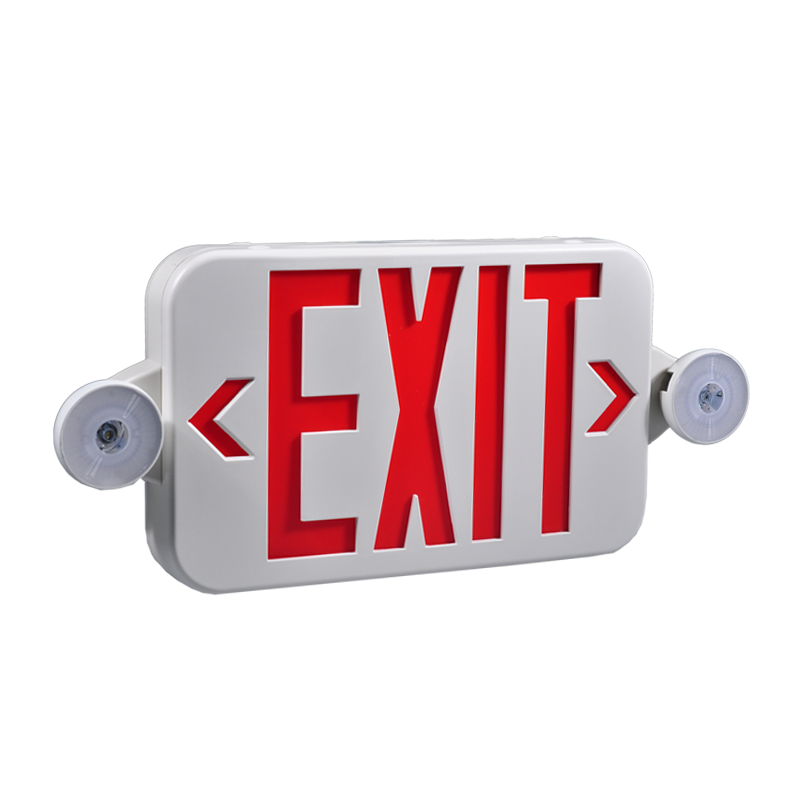 Made by FEITUO Emergency Exit Sign Supplier Since1967-NEW Slim UL Listed LED Combo EMERGENCY EXIT SIGN W/Twin Heads JLECE2RW