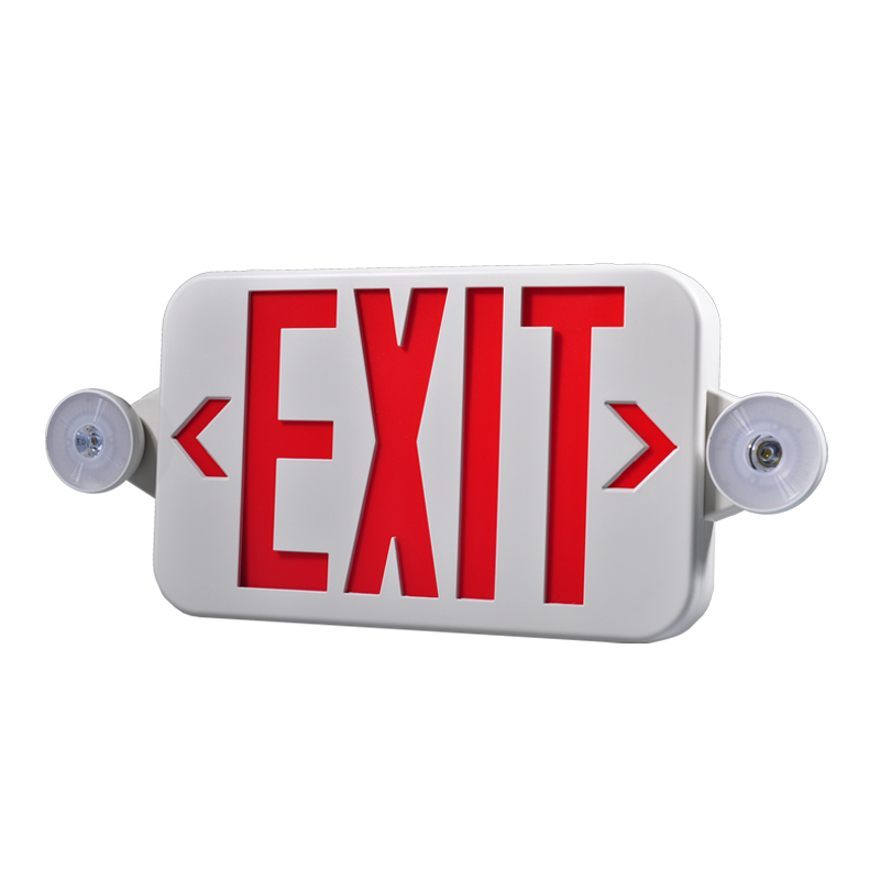 Made by FEITUO Emergency Exit Sign Supplier Since1967-NEW Slim UL Listed LED Combo EMERGENCY EXIT SIGN W/Twin Heads JLECE2RW