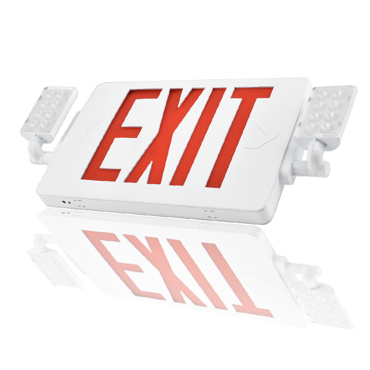 Emergency Exit Sign Supplier Since1967-NEW Slim UL Listed LED Combo EMERGENCY EXIT SIGN W/Twin Heads