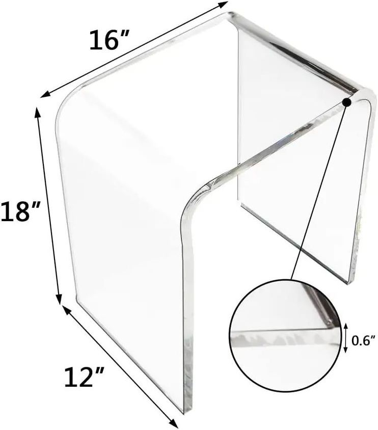 Acrylic table Clear Acrylic Vanity Bathroom Side Table, U-Shaped Nightstand Table