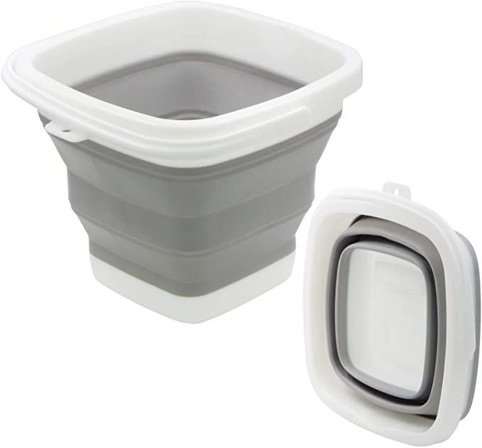 Grey Space Saving Bucket for Car Wash Premium Collapsible Plastic Bucket Ice Buckets Soft Waterpot Mini Square Tub