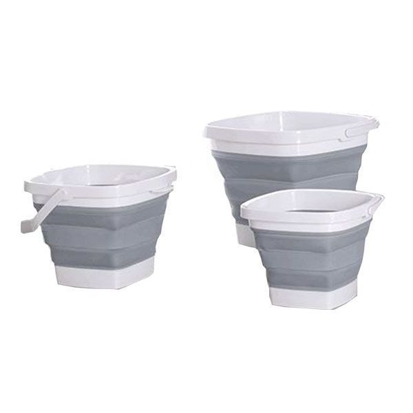 Grey Space Saving Bucket for Car Wash Premium Collapsible Plastic Bucket Ice Buckets Soft Waterpot Mini Square Tub