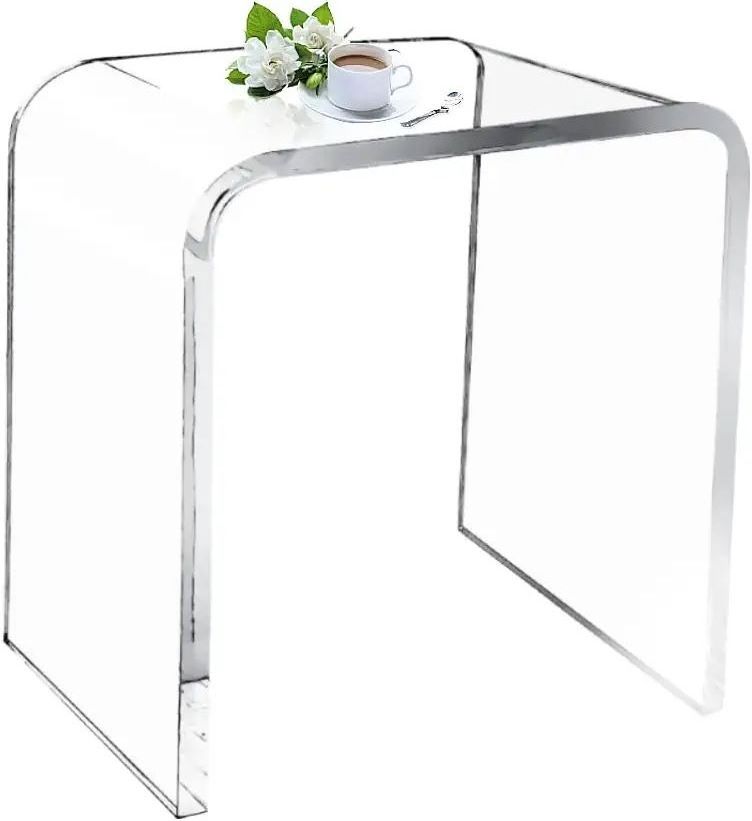 Acrylic table Clear Acrylic Vanity Bathroom Side Table, U-Shaped Nightstand Table