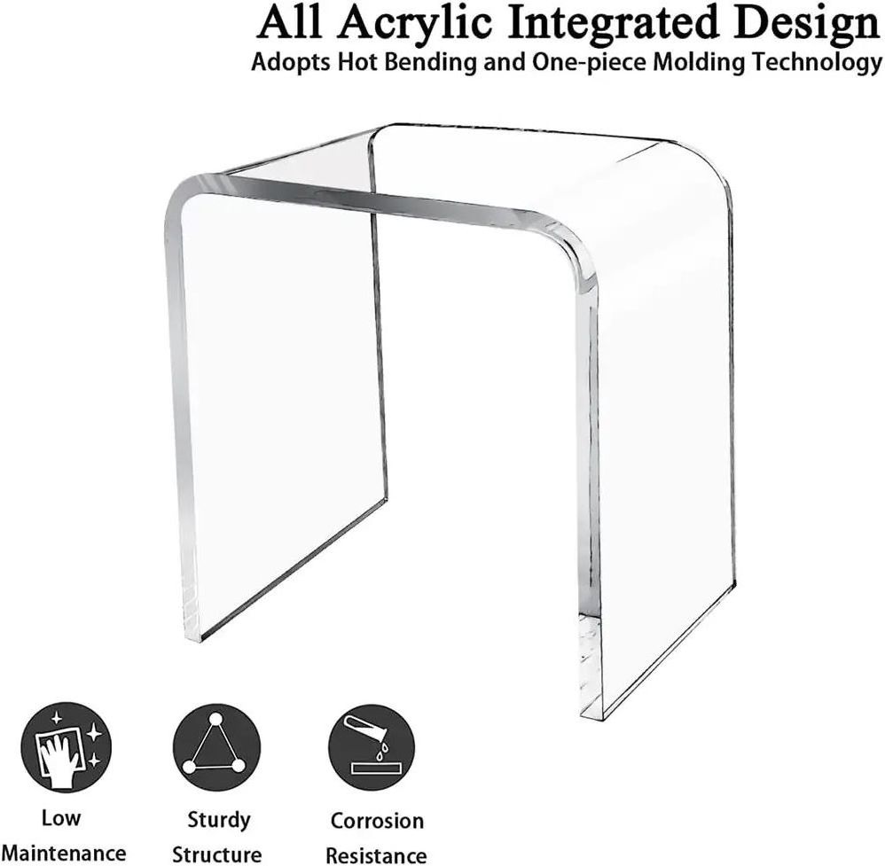 Acrylic table Clear Acrylic Vanity Bathroom Side Table, U-Shaped Nightstand Table