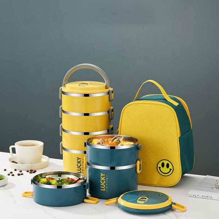 Portable Thermal Lunch Box 201Stainless Steel Food Container For Kids School Vacuum Insulation Bento Lunch Box