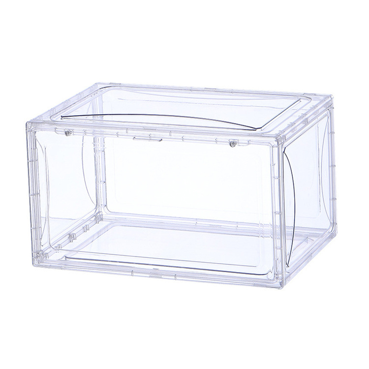 L Size PET Portable Magnetic Sneaker Shoe Display Boxes Clear Plastic Storage Transparent Stackable