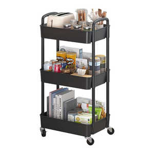 three-tier wheel trolley kitchen storage shelf stackable stackable spice holder shelf fit for kitchen, bedroom, bathroom storage