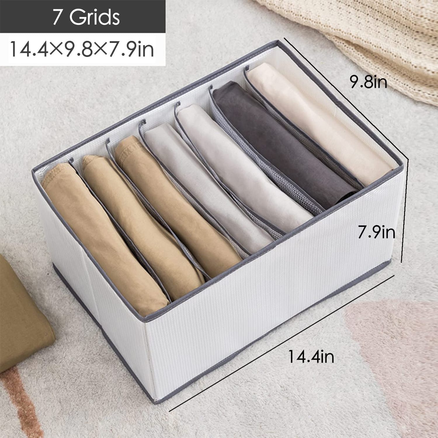 Foldable Washable Mesh Closet Storage Wardrobe Clothes 7 Grids Divider Drawer Organizer Support Board For Jeans T-shirt Pants