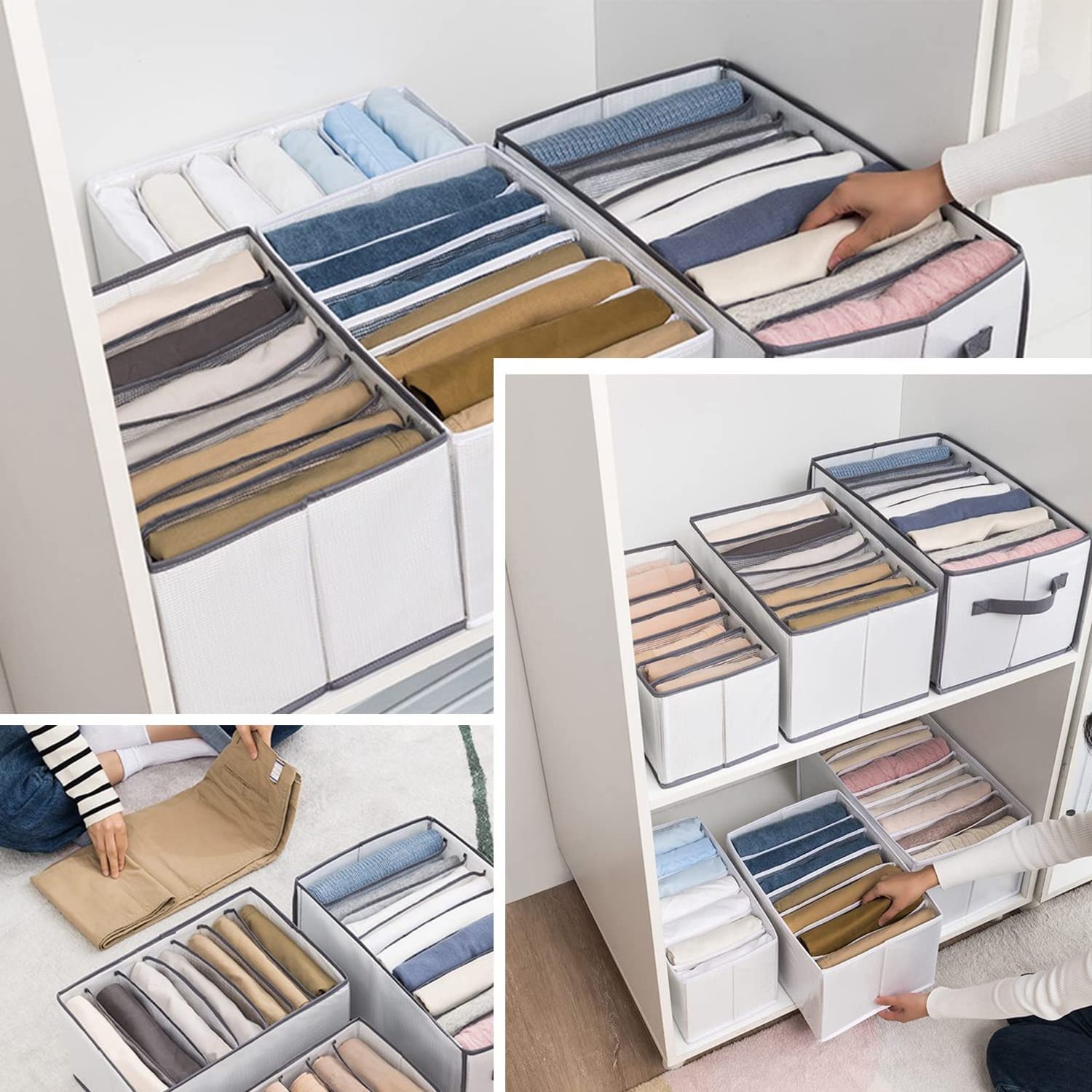 Foldable Washable Mesh Closet Storage Wardrobe Clothes 7 Grids Divider Drawer Organizer Support Board For Jeans T-shirt Pants