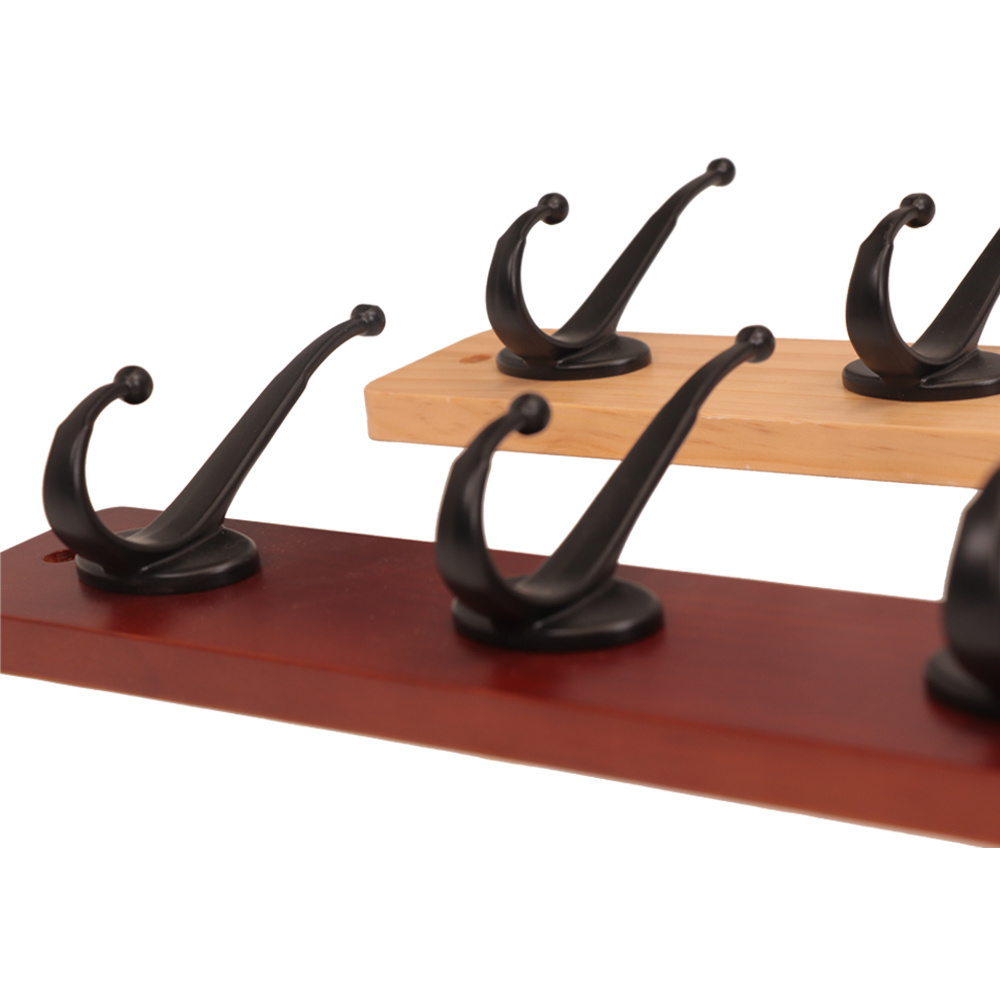 High Quality Smooth Finishing Wall Mounted Wooden Organizer Metal Coat Rack With 4 Metal Hanging Hooks