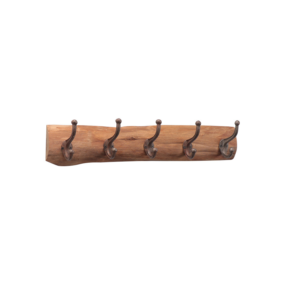 High Quality Space-saving Wall Mounted Vintage Wood Rustic Key Hat Coat Hook Rack