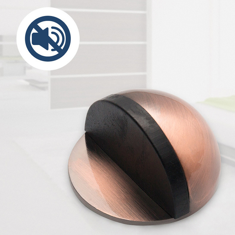 Safety Zinc Alloy Door Stopper with Rubber Bumper Half Ball Round Zamark Door Stopper Home Use