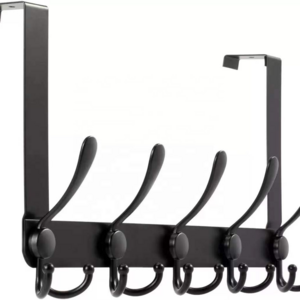 Bathroom Organizer Towel Rack Hooks Black Metal Heavy Duty Over The Door Hook Hanger