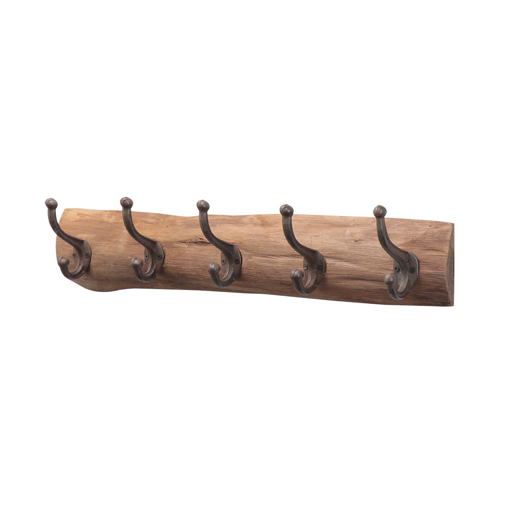 High Quality Space-saving Wall Mounted Vintage Wood Rustic Key Hat Coat Hook Rack