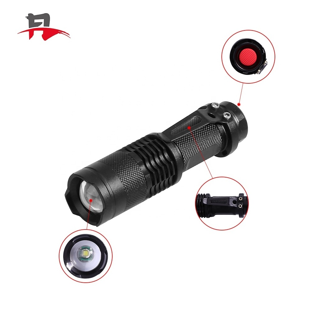 Factory Sales Waterproof Zoomable Zoom Tactical Flashlight Super Bright Mini Pocket Flashlight With Clip Torch