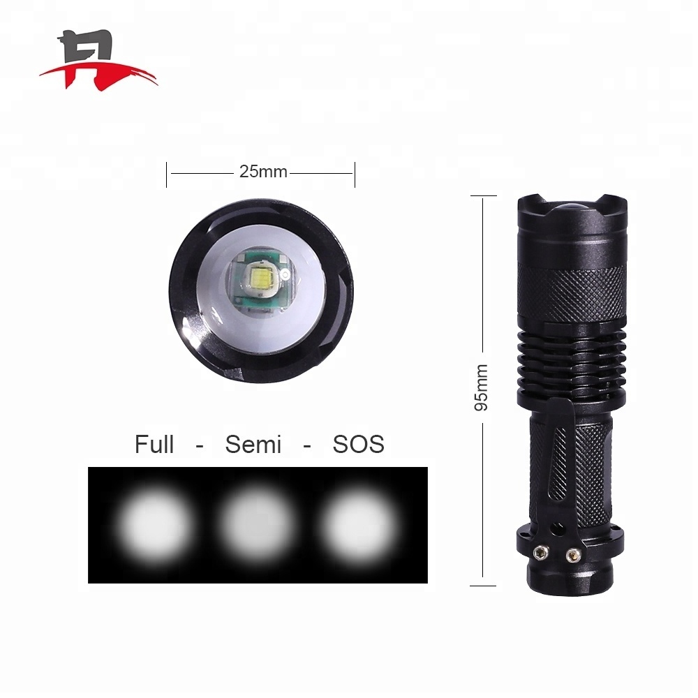 Factory Sales Waterproof Zoomable Zoom Tactical Flashlight Super Bright Mini Pocket Flashlight With Clip Torch