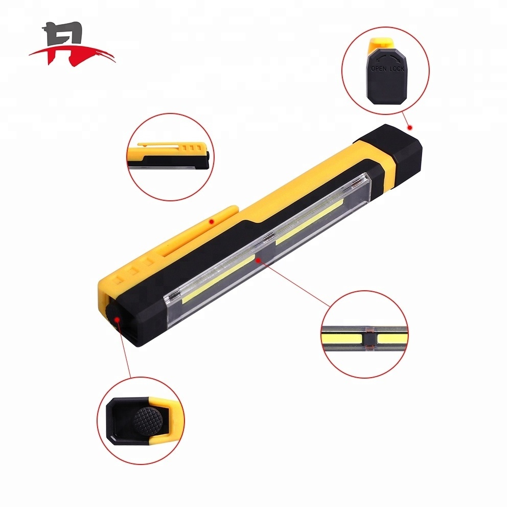 2cob Pen Work Light  battery powered Ultra bright led pen light portable work light with clip