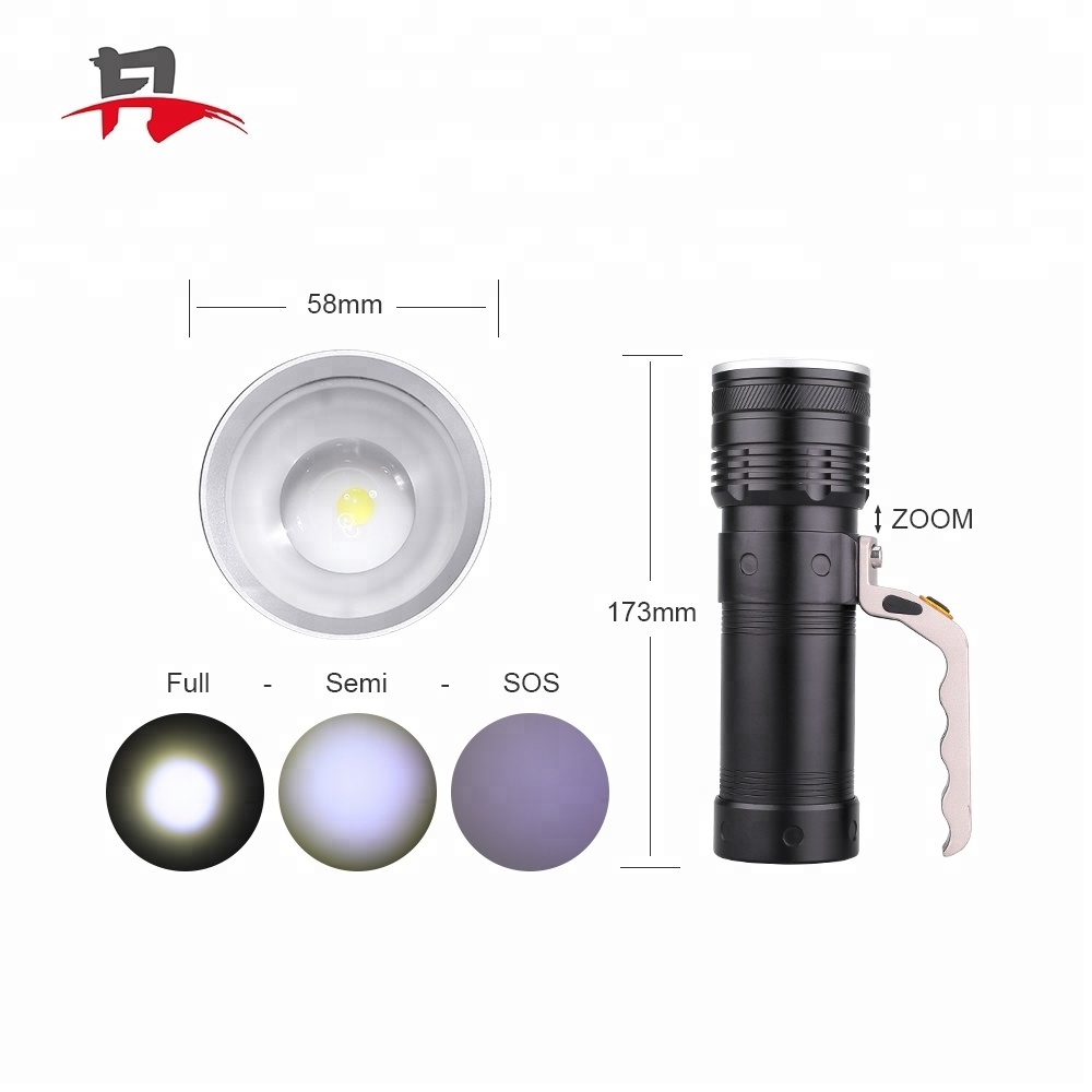 Outdoor Waterproof 1000LM Led Rechargeable Adjustable Zoomable Aluminum Spotlight Super Bright Handheld Searchlight