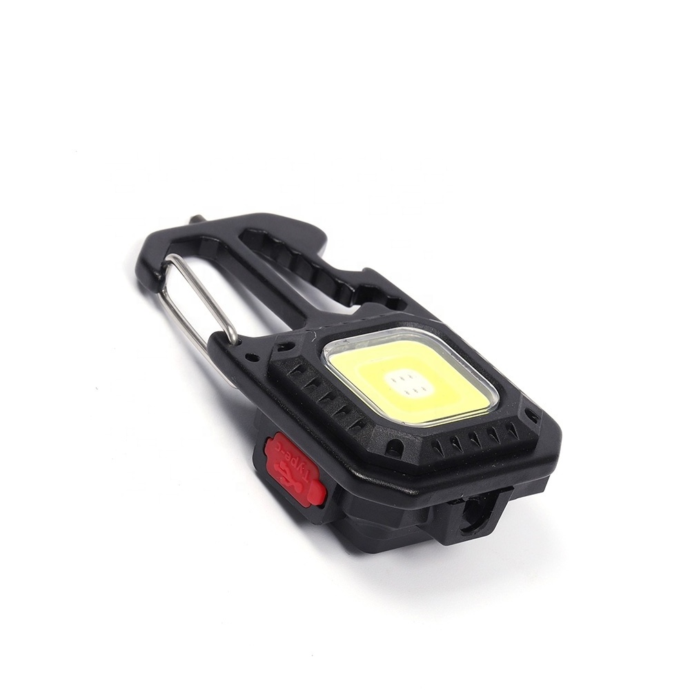 Super Bright Rechargeable Pocket Led Light Multifunctional Emergency Cob Keychain Work Light For Outdoor Camping