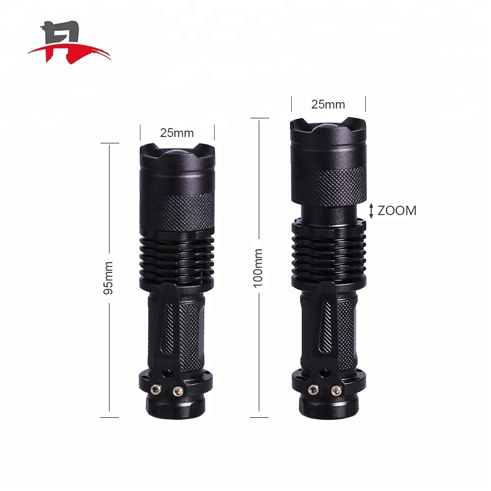 Factory Sales Waterproof Zoomable Zoom Tactical Flashlight Super Bright Mini Pocket Flashlight With Clip Torch