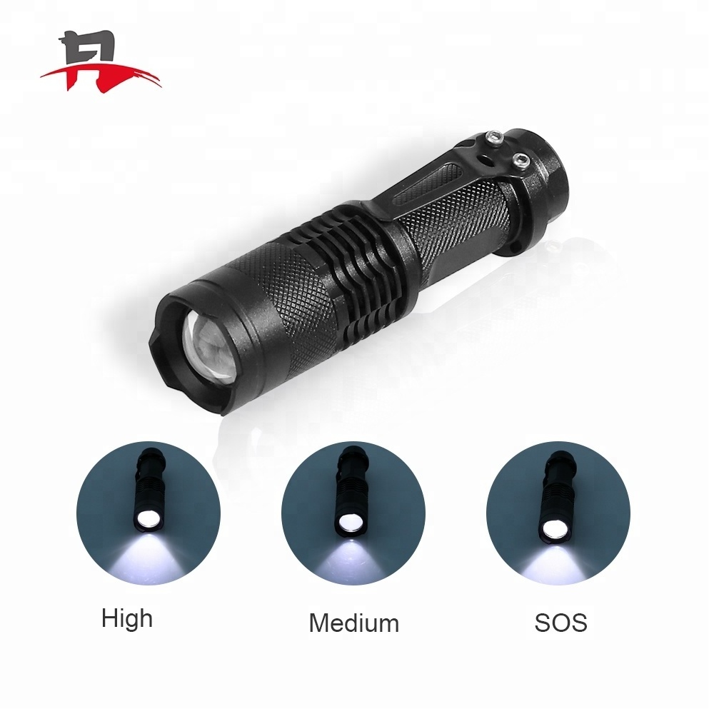 Customized High Power Waterproof Zoomable Mini Torch Powered Tactical Mini Led Flashlight with clip