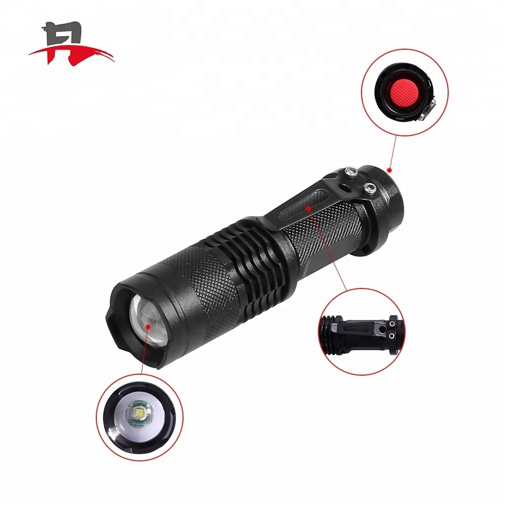 Customized High Power Waterproof Zoomable Mini Torch Powered Tactical Mini Led Flashlight with clip