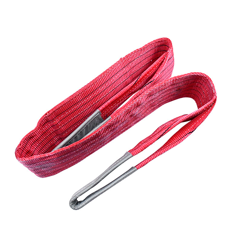 2-Ply 15cm S.F. 7:1 Heavy Duty Red Custom Color OEM Supported Capacity 5 ton Polyester Flat Webbing Sling Lifting Belt