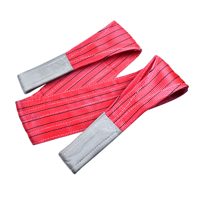 2-Ply 15cm S.F. 7:1 Heavy Duty Red Custom Color OEM Supported Capacity 5 ton Polyester Flat Webbing Sling Lifting Belt