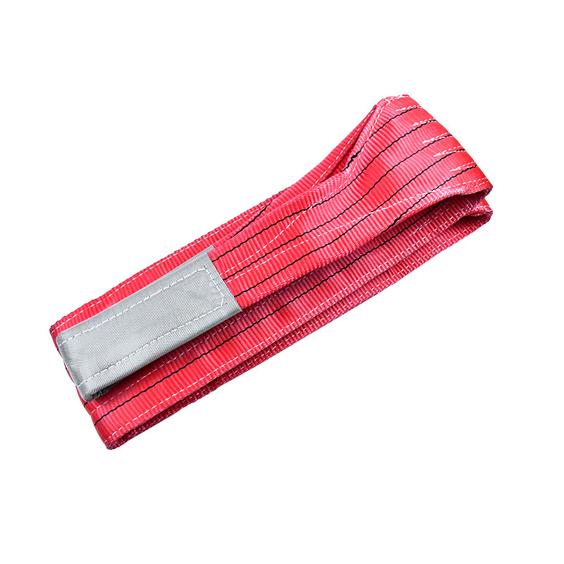 2-Ply 15cm S.F. 7:1 Heavy Duty Red Custom Color OEM Supported Capacity 5 ton Polyester Flat Webbing Sling Lifting Belt