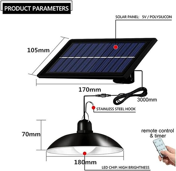 Dimmable LED Solar Garden Pendant Light Outdoor Garage Garden Wall Shed Light For Warehouse Luces Solares