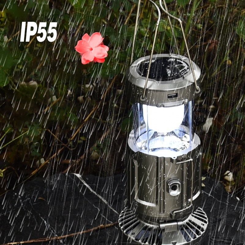 Multifunctional Portable Rechargeable Outdoor Portable Led Camp Lights Solar Charging Camping Lantern With Fan