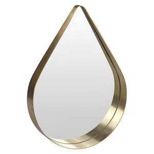 Modern furniture brush gold stainless steel frame living room home decor water drop shape wall mirror