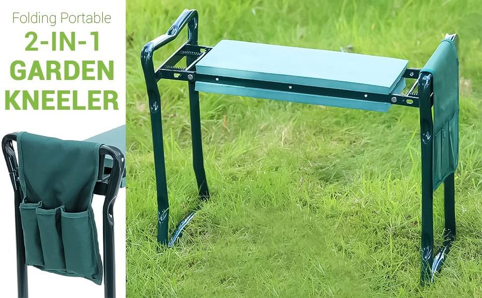 Garden Kneeler and Seat, Foldable Garden Stool Heavy Duty Gardening Bench for Kneeling and Sitting to Prevent Knee & Back Pain