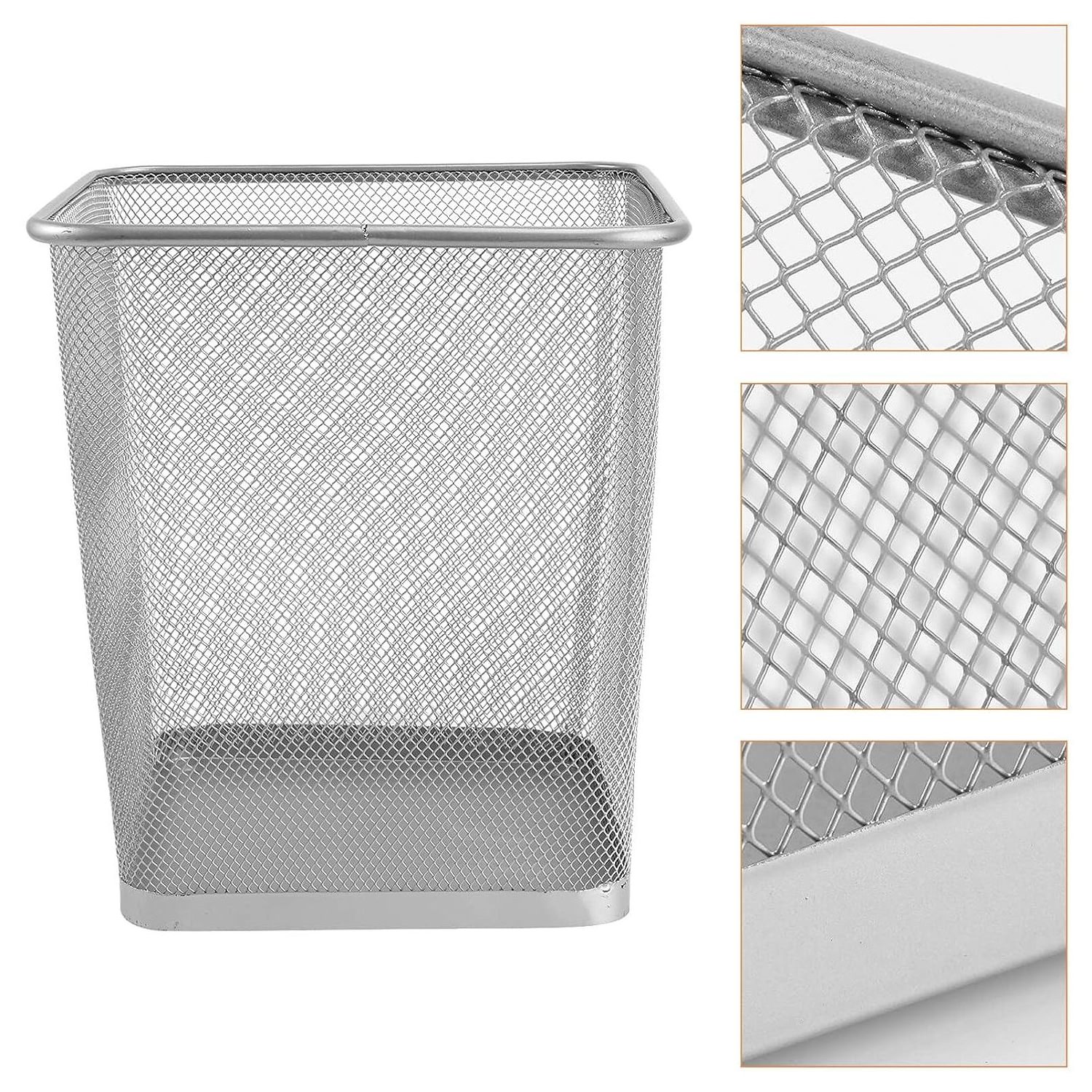 Metal Bin Mesh 18L  Wire Mesh Waste Paper Bin for Home, Office, School Square Office Trash Can Black