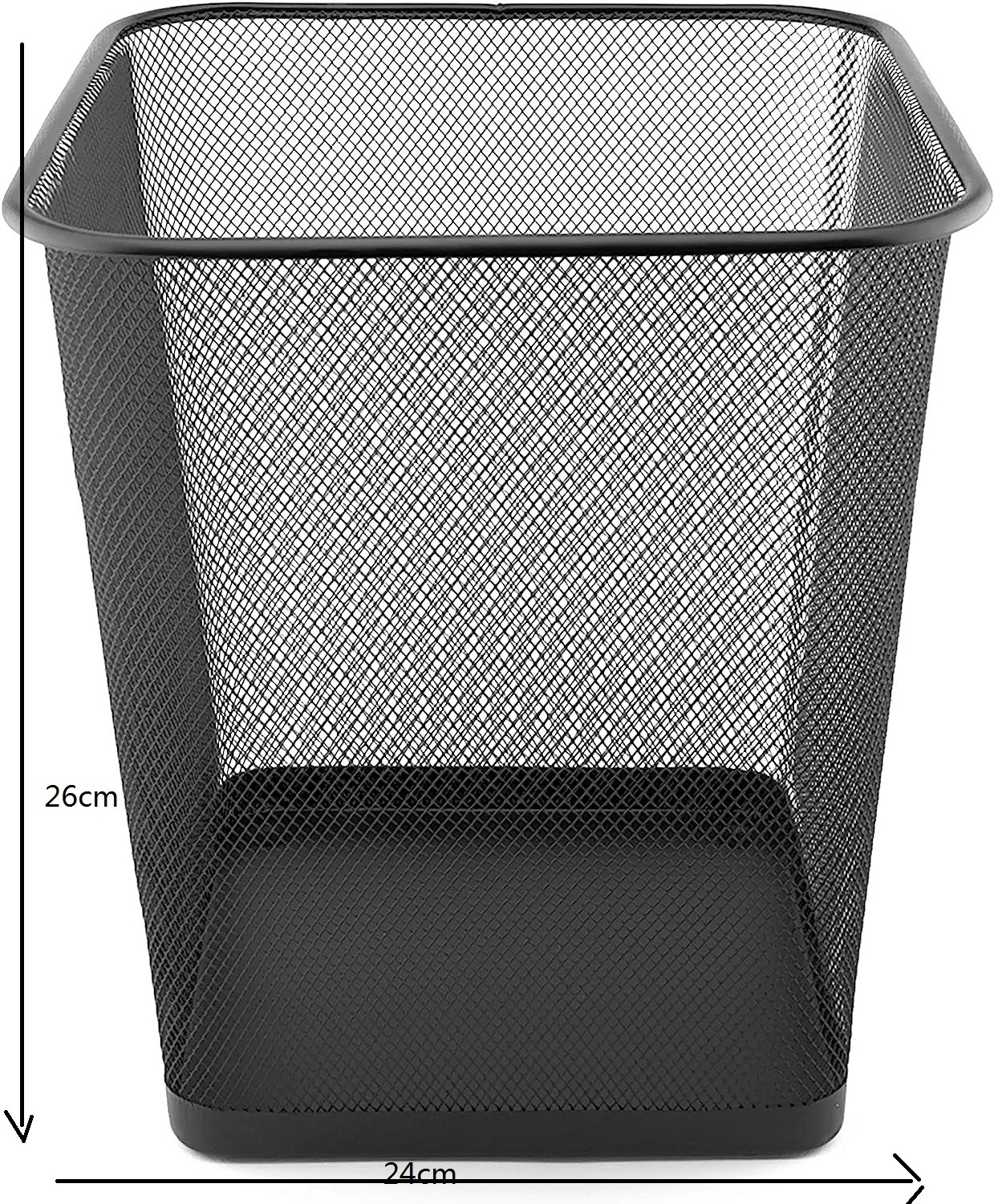 Metal Bin Mesh 18L  Wire Mesh Waste Paper Bin for Home, Office, School Square Office Trash Can Black