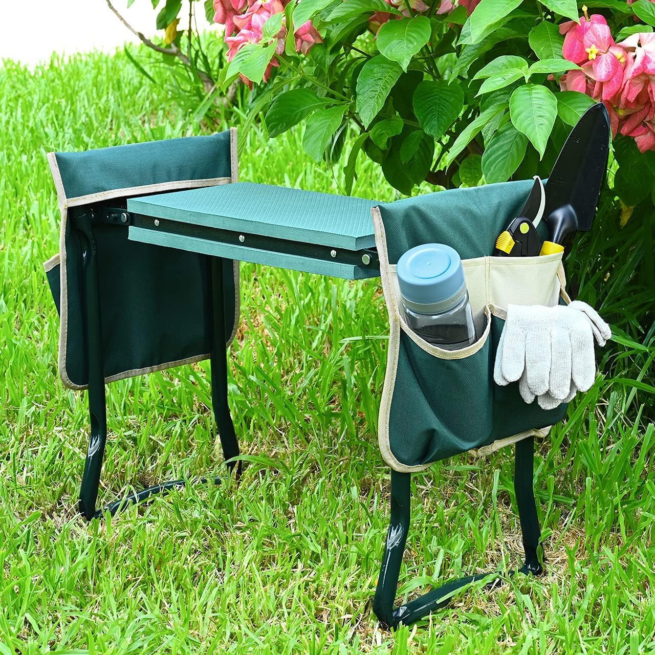 Rademark Innovations Garden Stool  Kneeler,Collapsible heavy duty Gardening,Metal Garden Kneeler and Seat Gardening