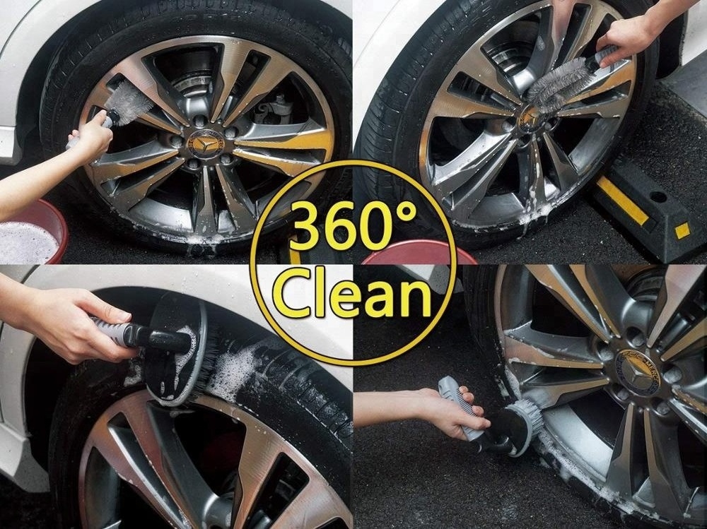 2 Pcs Steel and Alloy Wheel Cleaning Brush, Rim Cleaner for Your Car, Motorcycle or Bicycle Tire Brush Washing Tool