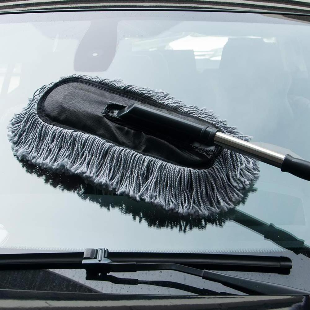 Microfiber Car Duster with Extended Handle for Exterior and Interior, 15.7 Inches No Scratch Telescopic Cleaning Brush for Home