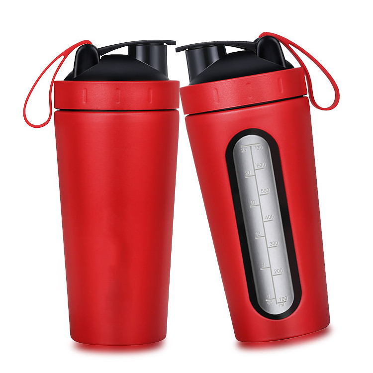 Protein Shaker with Visible Window Stainless Steel Shaker Bottle for Gym