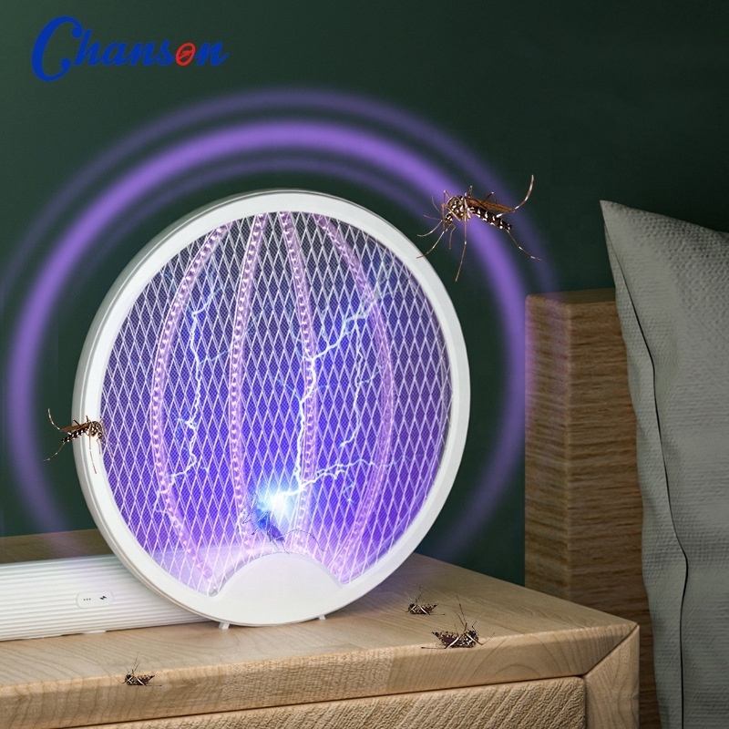 Folding electric tennis racket mosquito fly swatter killer mosquito killer smart lamp racket swatter trap