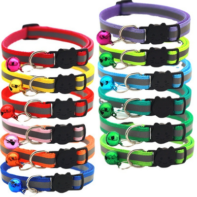 Adjustable Reflective Breakaway Cat Collars with Bells Safety Buckle Kitten Collar for cats dogs puppy