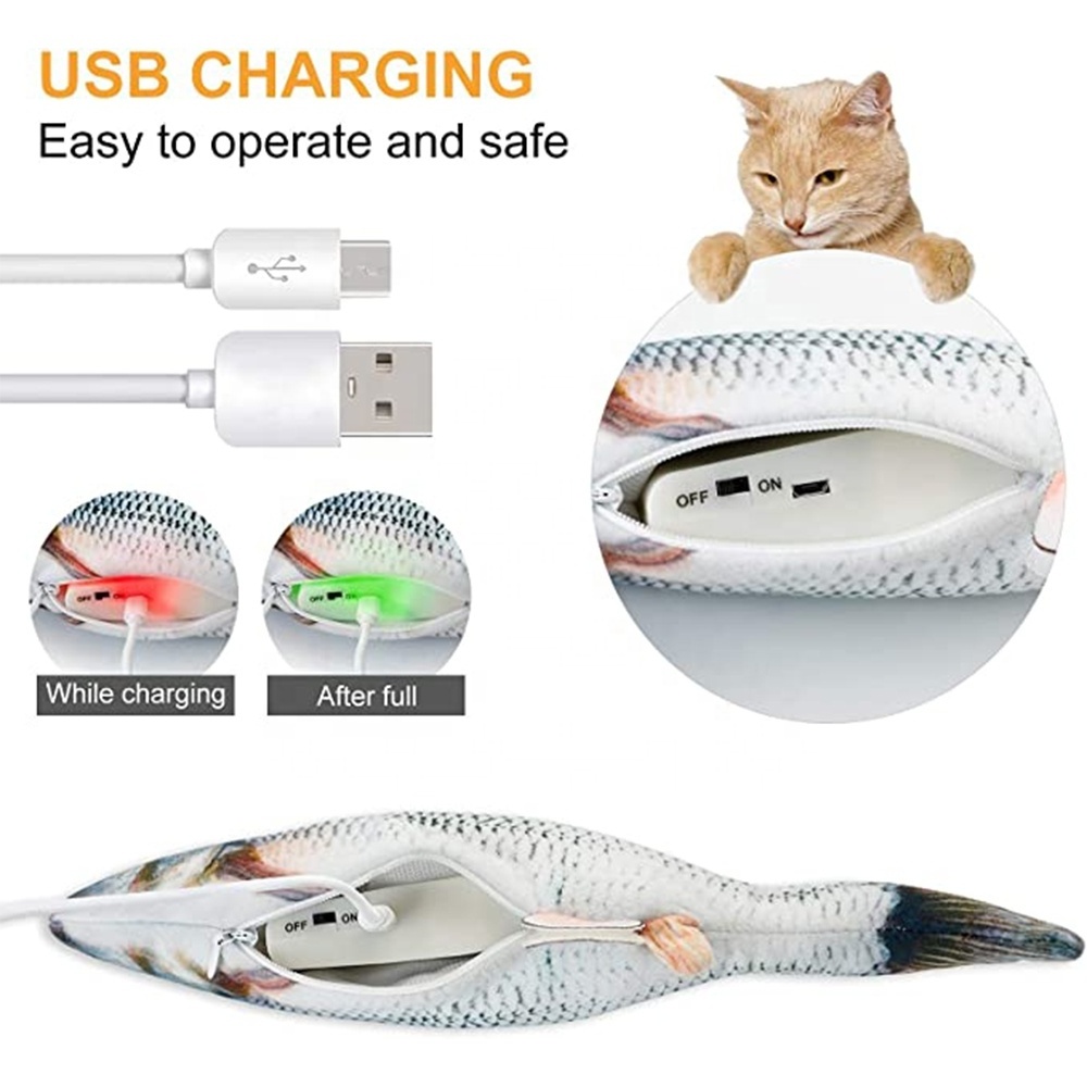 Vivid lifelike easy wash battery electronic pet interactive flopping electric fish cat toys