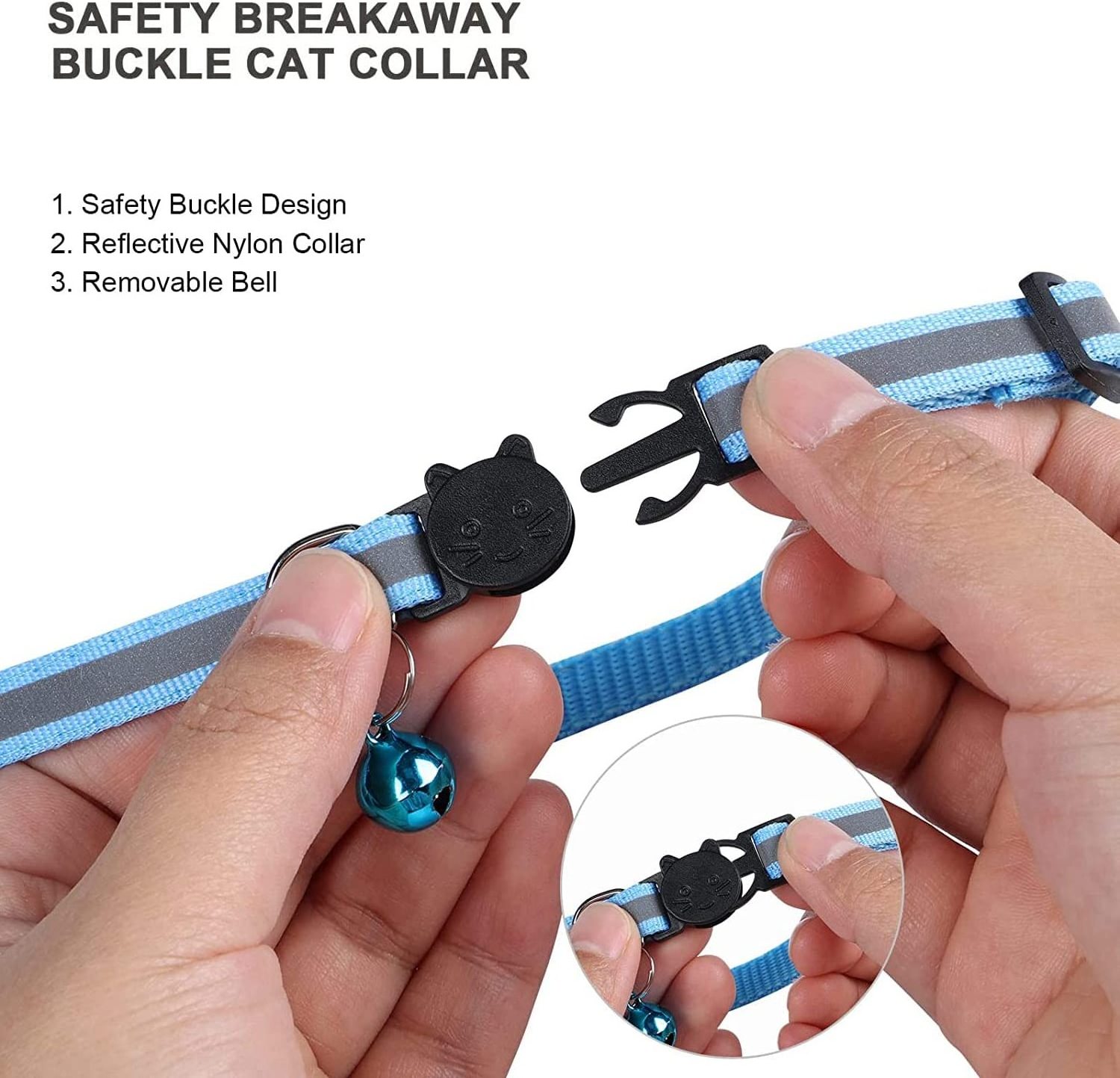 Adjustable Reflective Breakaway Cat Collars with Bells Safety Buckle Kitten Collar for cats dogs puppy