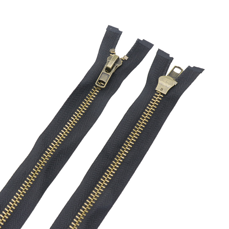 High Quality Brass Metal Zipper Open End Auto Lock Zipper for Jeans and Outdoor Clothes