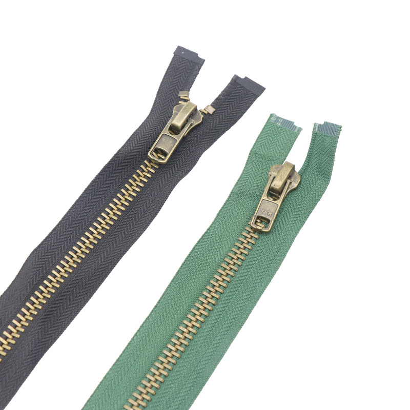 High Quality Brass Metal Zipper Open End Auto Lock Zipper for Jeans and Outdoor Clothes