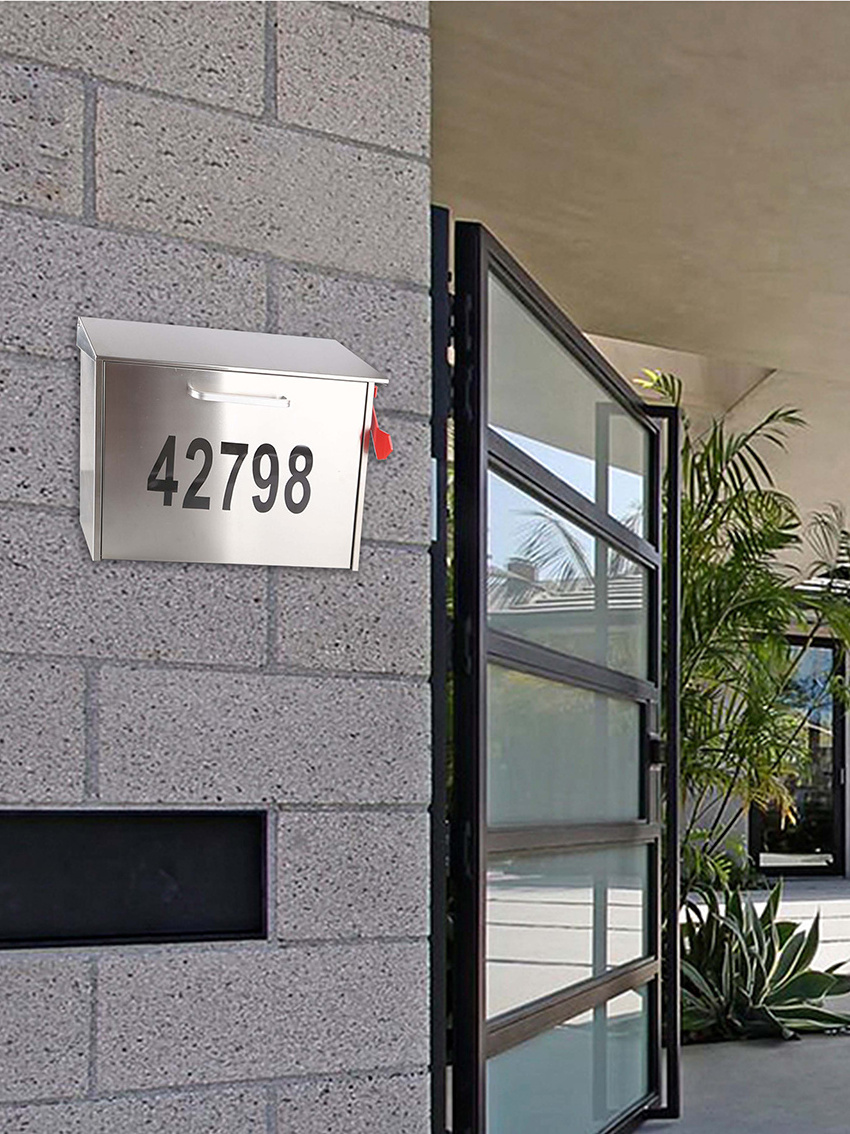 Wall Mount Locking Mailbox with Code Lock Stainless Steel