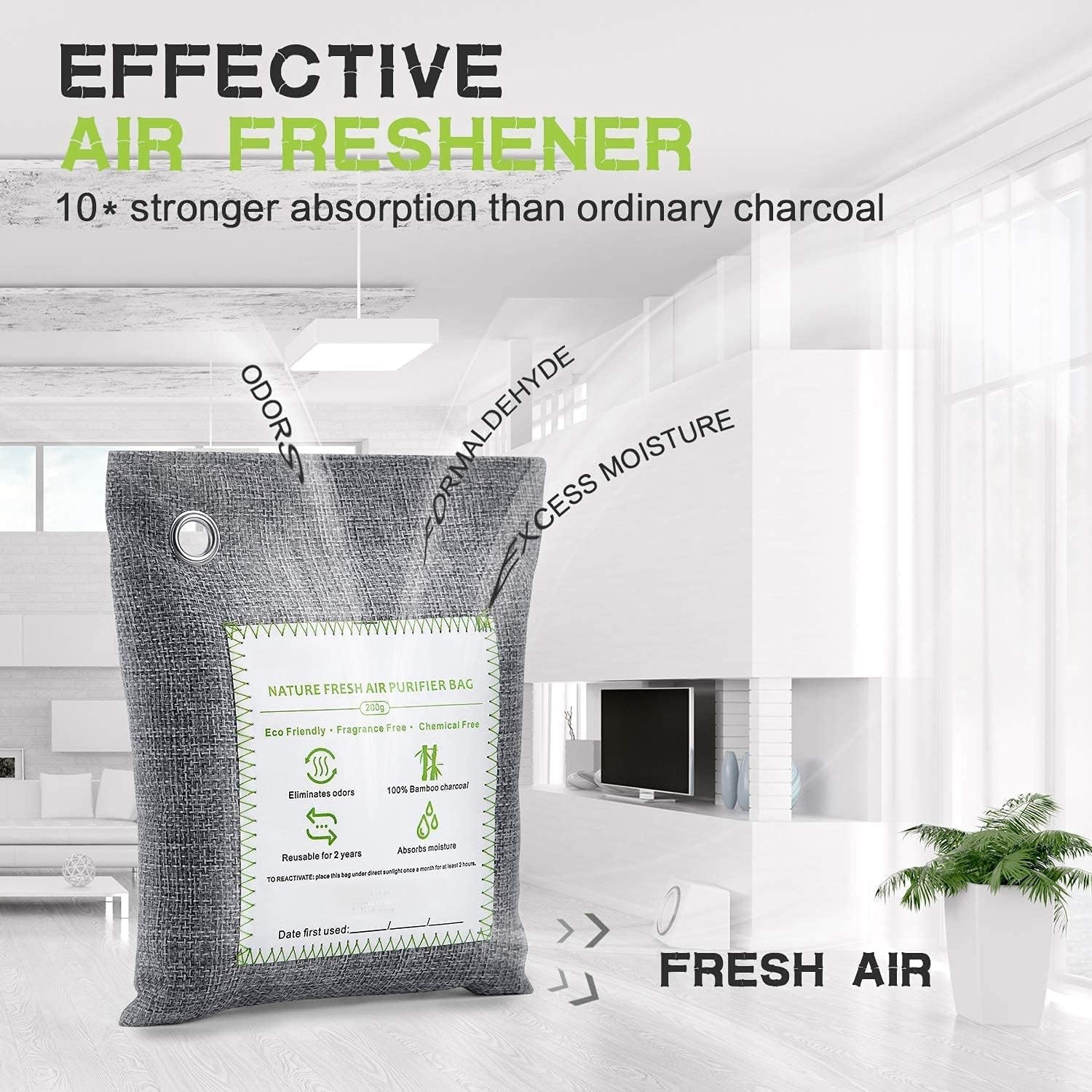 LEGREEN Activated Bamboo Charcoal Air Purifying Bags Odor Eliminator Room Deodorizer Car Air Freshener