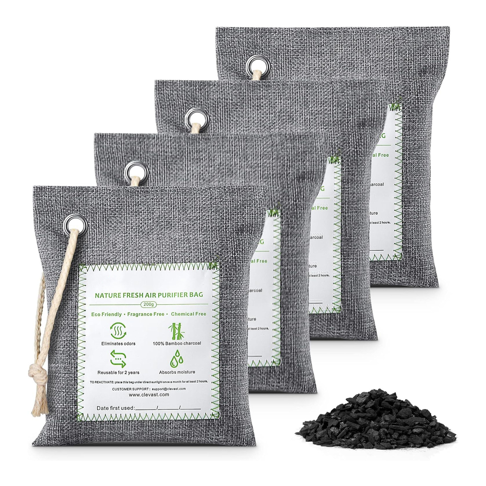 Activated  Bamboo Charcoal Air Purifying Bags Removes Odors and Moisture Nature Fresh Air Purifier Bags