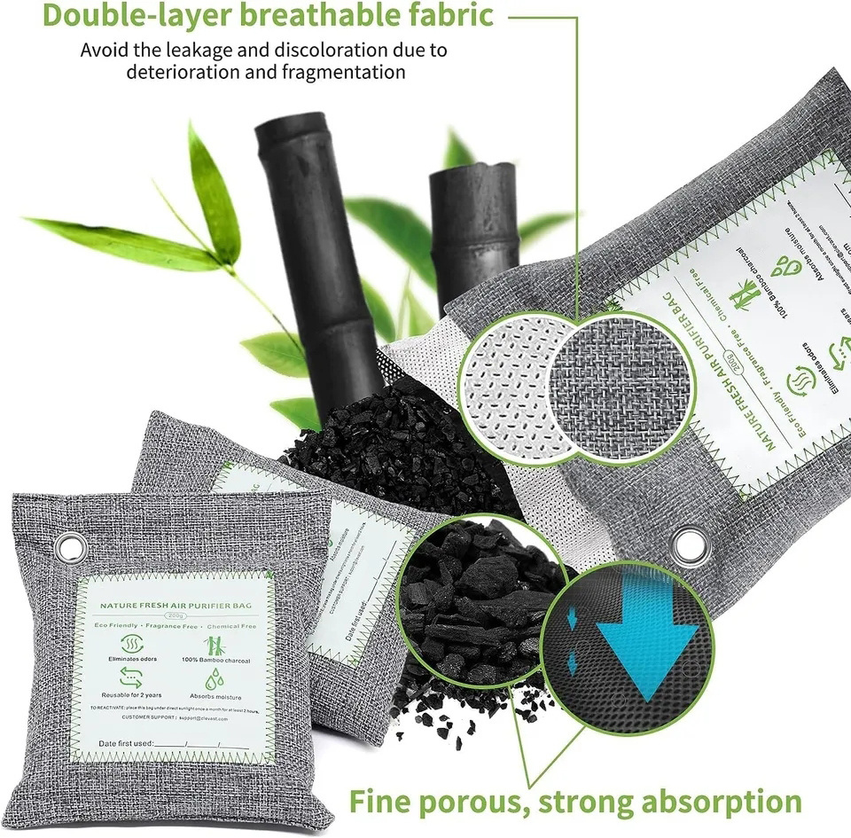 Activated  Bamboo Charcoal Air Purifying Bags Removes Odors and Moisture Nature Fresh Air Purifier Bags